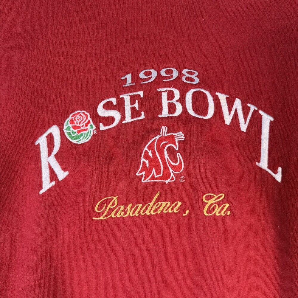 VTG Lee Sport 1998 Rose Bowl Washington State Cougars Sweatshirt Mens XL Red USA